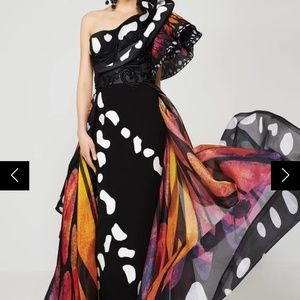 COPY - Fouad Sarkis - Butterfly Empress Elegance Asymmetrical Evening Gown